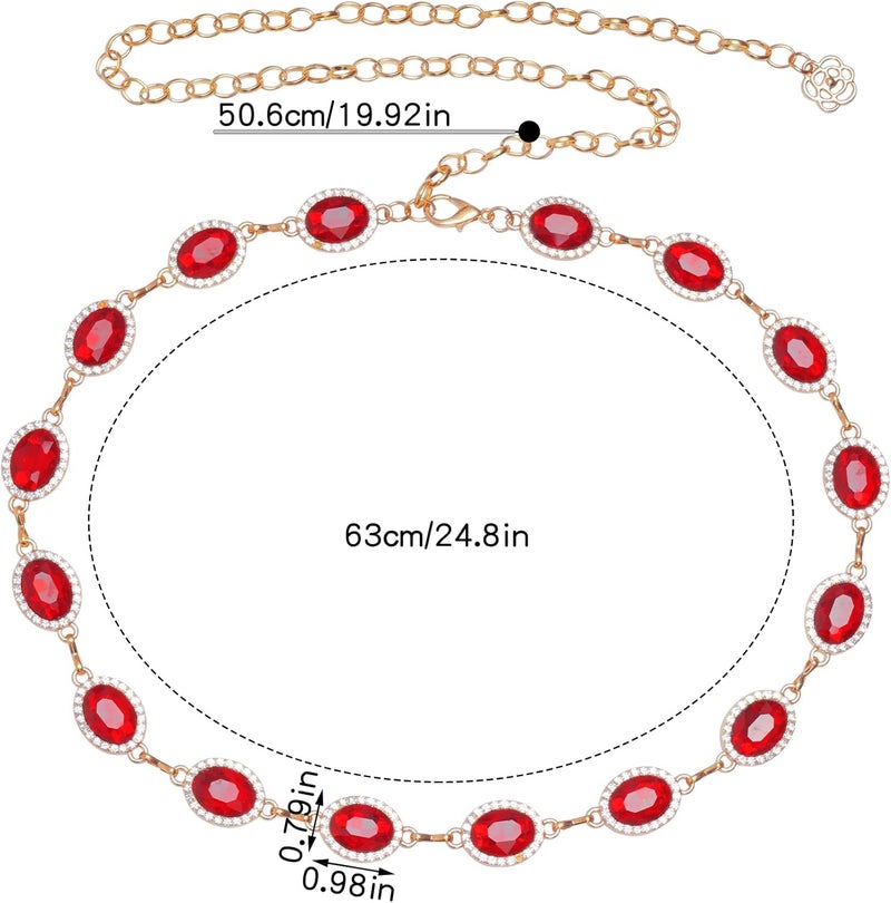 phnydreg Red Chain Belt Red Western Belt for Women Metal Cowgirl Waist Belt for Dresses Jeans Cosplay Party - Image 2